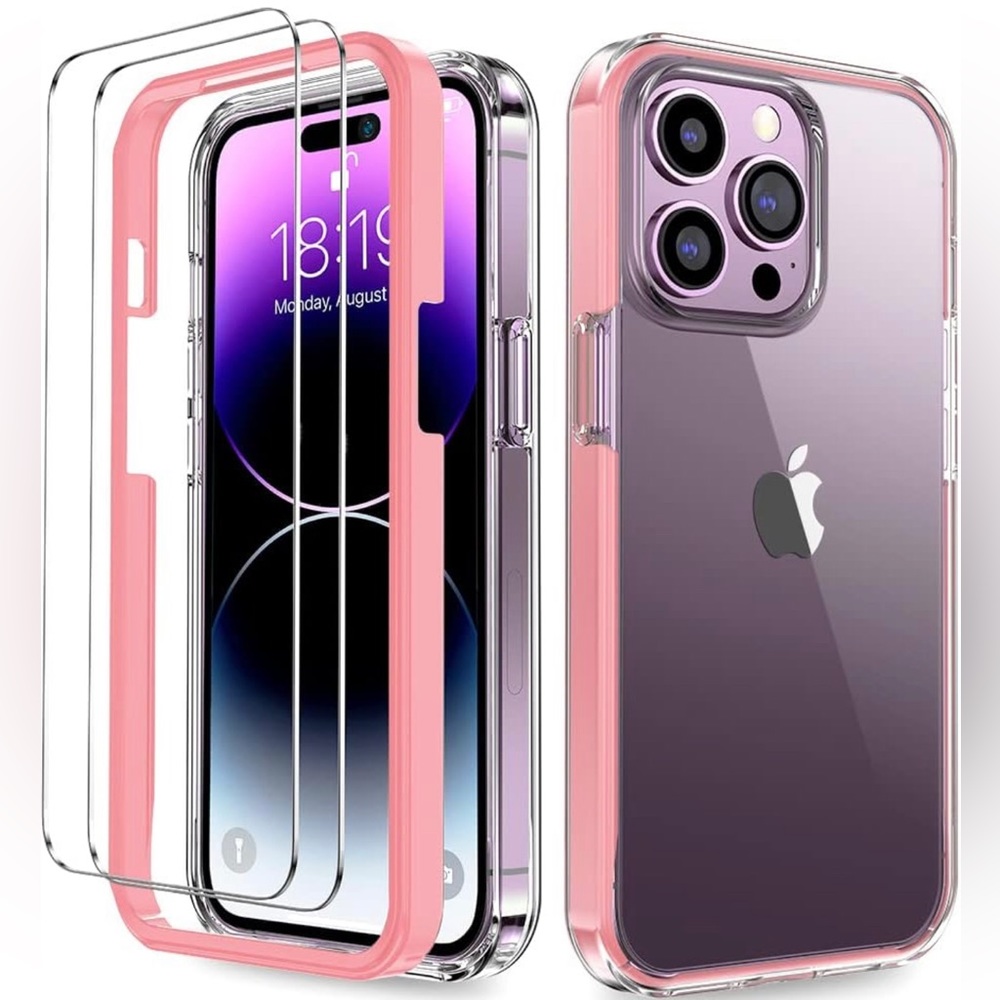 COOLQO Compatible for iPhone 14 Pro Case, with 2 Tempered Glass Screen Protector